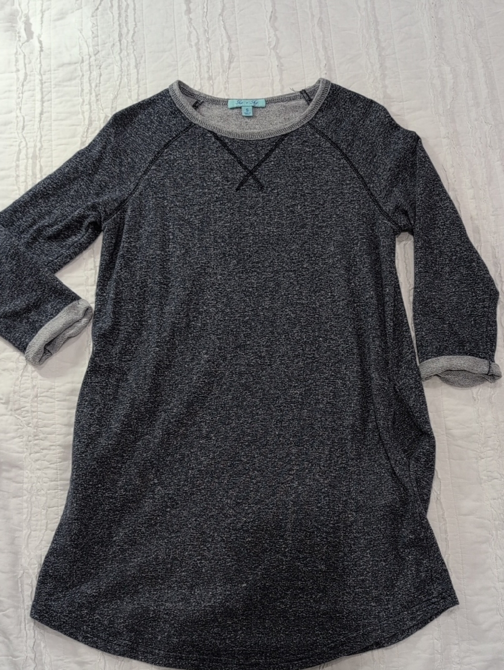 She + Sky Heathered Blueish Gray Knit Tunic